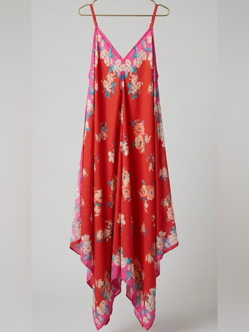 Tolani Pink Floral Top with Blue Accents
